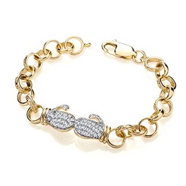 Old English Jewellers 9ct Yellow Gold on Silver Boxing Glove Belcher Bracelet - Baby/Children's - 6 inch