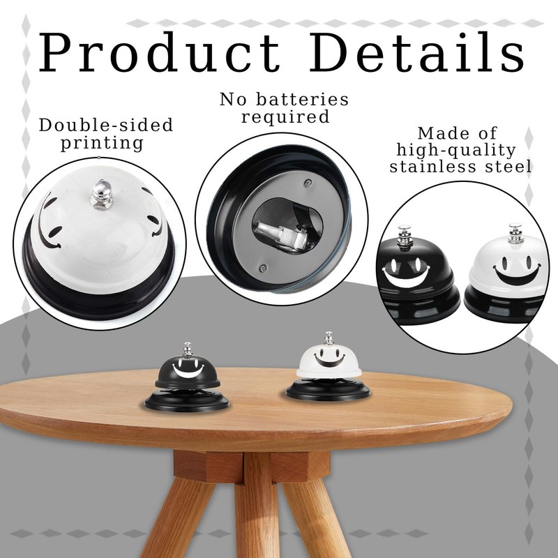 Pack of 2 Table Bell, Table Bell, Reception Bell, Black