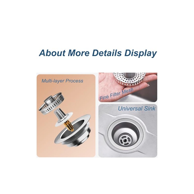 2025 Upgraded 3 IN 1 Sink Drain Strainer, 304 Kitchen