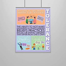 Tolerance Poster – Character Building – 16 x 20 – Growth Mindset – Social Emotional – Moral Intelligence – Classroom Decor – School Counselor – Educator – Administrator – Virtues – Values