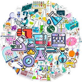 50PCS Funny Laboratory Stickers, Cute Science Research Stickers Set for Skateboard Laptop Phone Guitar, Vinyl Waterproof Physical Biology Chemistry Decals for Boys Girls Adults Teens