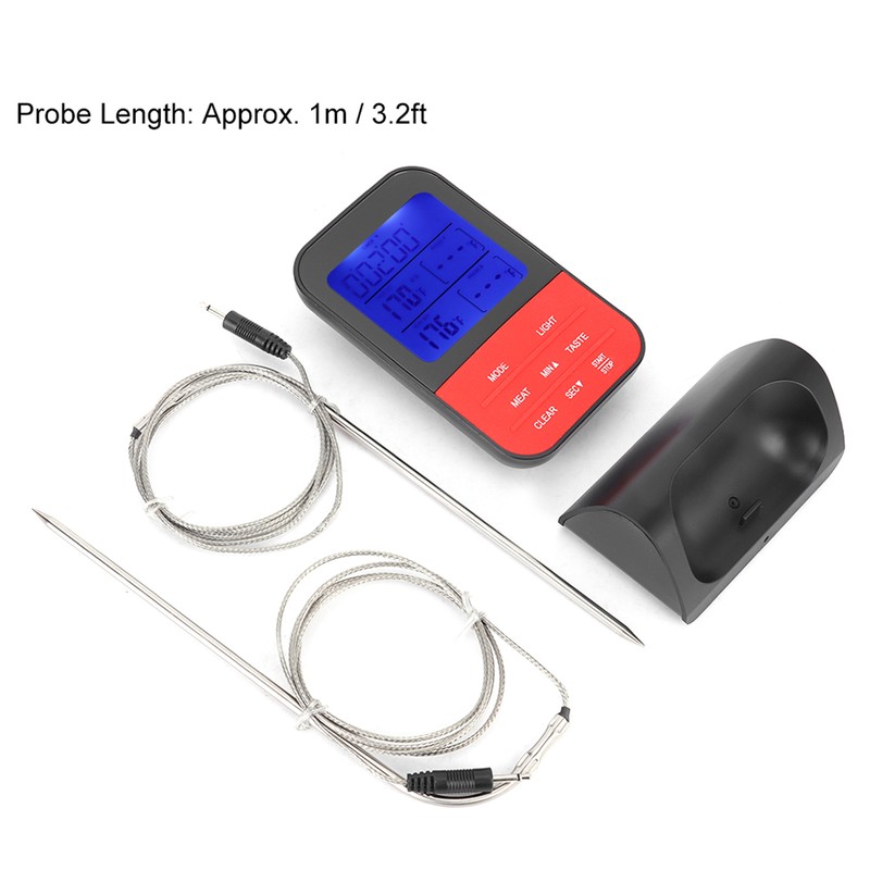 Digital Display BBQ Grill Meat Thermometer Kitchen Cooking Food Timing