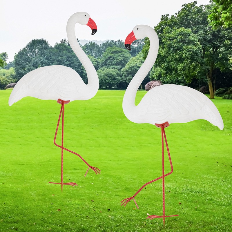 White Flamingo Yard Decorations Pack of 2 Flamingo Decor Ornaments