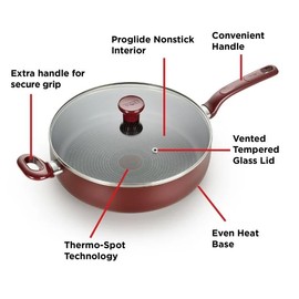 Easy Care Nonstick Cookware, Jumbo Cooker, 5 Quart, Red