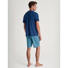 CALIDA Relax Imprint Men's Short Pyjamas 100% Cotton, Pottery Blue