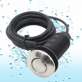 Tomotato 32 mm Waste Disposal Air Switch, Garbage Disposer Air Switch Kit, Stainless Steel Waste Disposal Air Switch with 1.5 m Hose for Bathroom Tub Spa Waste Switch