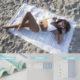 Winthome Hammam Towel Soft Beach Towel Lightweight Space Saving Towel Absorbent Quick Drying Bath Towel Cotton Sand-Free Versatile for Men and Women Sauna Towel Beach Dresses (1 Pack, 75 x 150 cm)