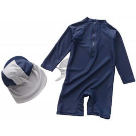 Boidonwan Traje de baño de una pieza para bebés y niños, con sombrero de sol, protección contra erupciones, con cremallera, para natación, surf, UPF 50+, Tiburón, 3-6 Meses