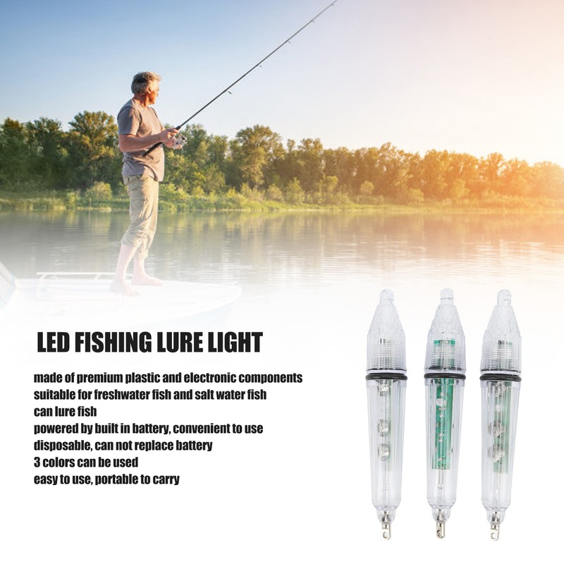 3Pcs Underwater Fishing Light LED Plastic Disposable Bait Lure Lamp