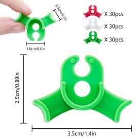 90 Pcs Plant Training Clips, Plastic Low Stress Training Clips, 90 Degrees Angle Adjustable Plant Bender for Climbing Plants Gardening Supplies (Red, Green and White)
