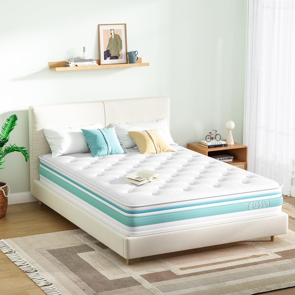 TeQsli Twin Size Mattress, 10 Inch Hybrid Mattress in a