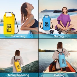 Dry Bag 10L Waterproof Bag, Dry Sack with Adjustable Shoulder Strap and Phone Pouch for Swimming/Boating/Camping/Hiking/Fishing Yellow