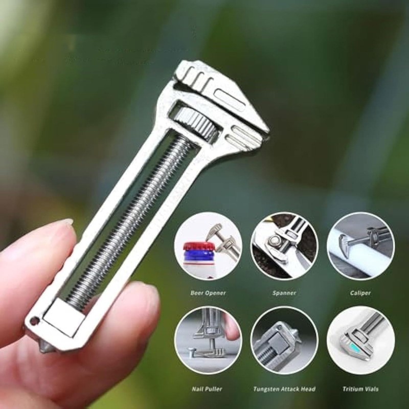 2PCS Mini Multitool Wrench Adjustable Compact Multifunctional Bottle Opener Wrench