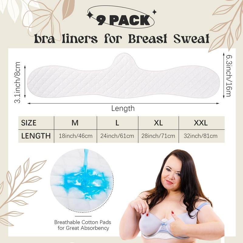 Boyiee 9 Pcs Cotton Bra Liners 3 Layer Reusable Washable