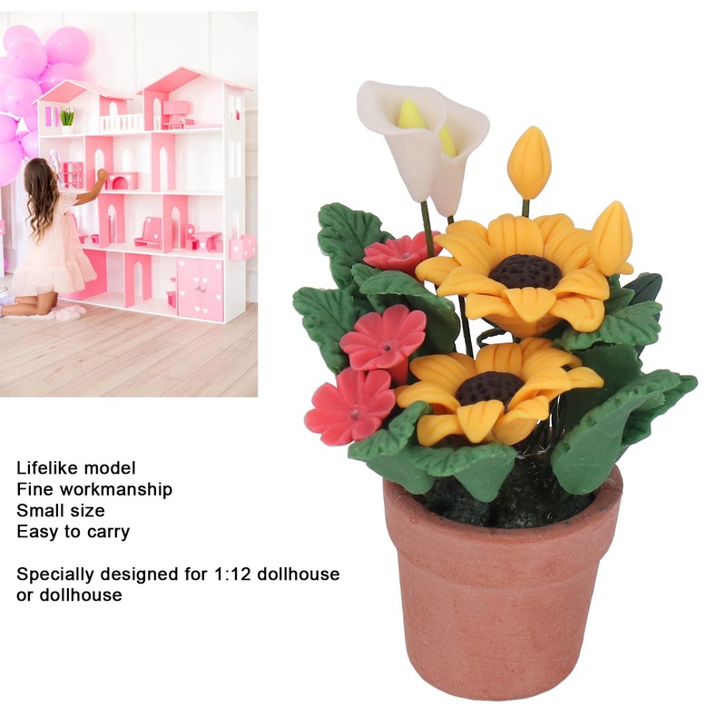 1:12 Miniature Dollhouse Plants Hand Crafted High Simulation Mini Potted