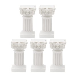 Saihisday 5Pcs Mini Roman Pillar Greek Columns, Christmas Decorations, Greek Statues Decor, Resin Artistic Ornament for Wedding Table Decoration Micro Landscape Yard(White)