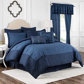 Vue Bensonhurst Modern Farmhouse Medallion Bed Spread, King/Calking, Blue