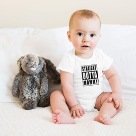 Witty Fashions Straight Outta Mommy - Funny Cute Novelty Infant Creeper, One-Piece Baby Bodysuit (White, 6 Months)