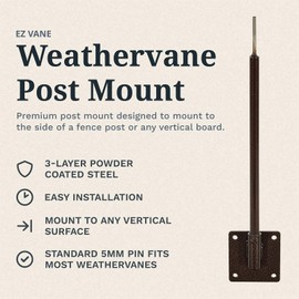 EZ Vane Flying Pig Weathervane — Post Mount, Wind Cups, Antique Copper Finish, Steel with Durable Triple Powder Coating, Handcrafted in USA