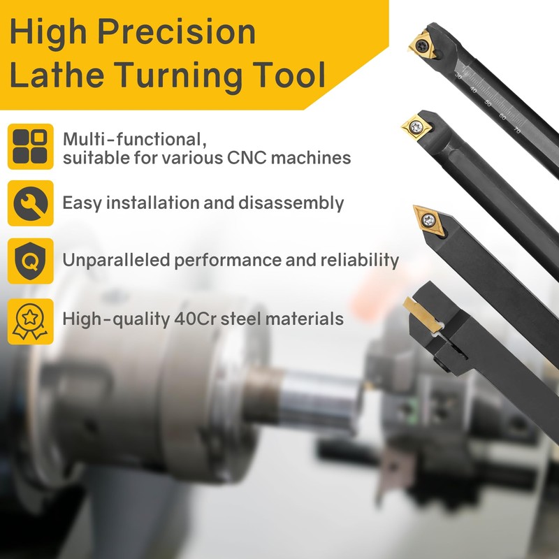 Indexable Lathe Turning Tool 21Pcs Kit 5/8'' 16mm Shank 7