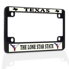 Fastasticdeals Metal Insert Bike License Plate Frame Texas The Lone Star State C Weatherproof Motorcycle Accessories Black 4 Holes Solid Insert