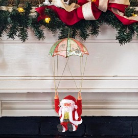 NICEYEA Electric Santa Claus Parachute Somersault with Music Plush Doll Figurine Toys Christmas Tree Hanging Ornaments Party Home Decoration Xmas Gift