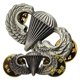US ARMY Airborne Parachutist Paratrooper Regulation size and MINI Jump Wings Pins Oxidized 2 Jump Wing SET