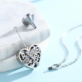 XIXLES Urn Necklace for Ashes 925 Sterling Silver Dragonfly Pendant Urn Necklace 925 Sterling Silver Urn Necklace for Ashes Cremation Ash Chain Pendant for Men and Women, Sterling Silver