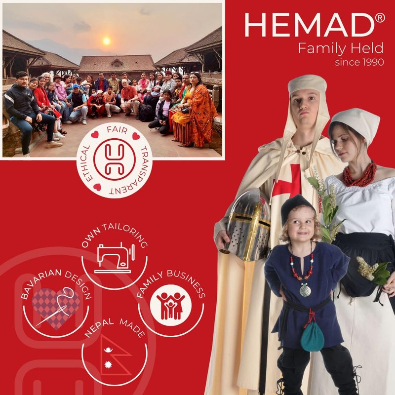 HEMAD Medieval Cap Wool Felt Lined, beige, M