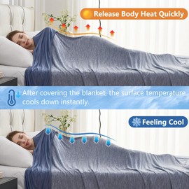 CHOSHOME Cooling Throw Blanket, Cooling Blankets for Hot Sleepers, Arc-Chill Q-Max>0.5 Cooling Blanket, Lightweight Breathable Summer Blanket for Couch, Bed, Sofa, Camping, Travel, 50"× 70", Blue