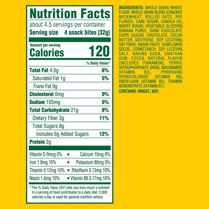 belVita Energy Snack Bites, Banana, Dark Chocolate and Sunflower Seed,