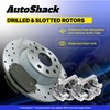 AutoShack Rear Drilled and Slotted Brake Rotors Silver Calipers and