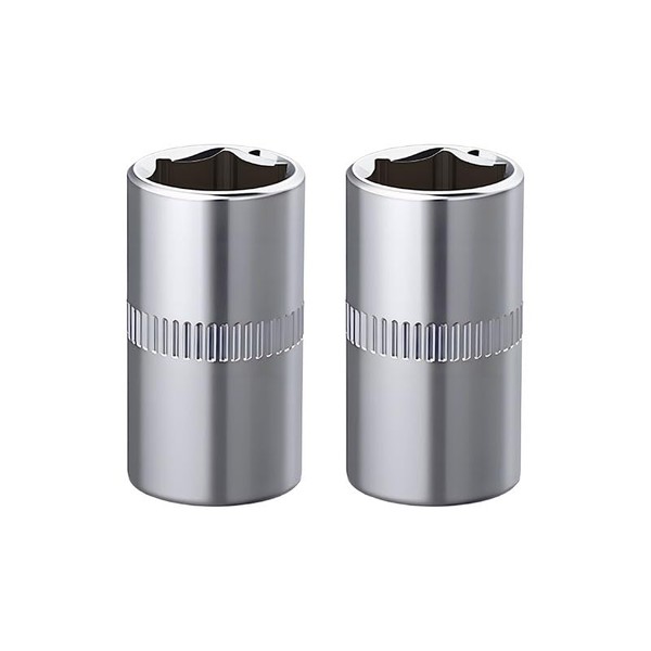 2Pcs 1/4-Inch Drive 12mm Shallow Socket Set, 6-Point Cr-V Chrome