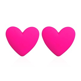 Just Follow Heart Love Big Stud Earrings for Women Dainty Big Heart Studs Pin Hypoallergenic Minimalist Fashion Party Wedding Birthday Valentine's Day Gifts Her Mom Wife Bff (Hot Pink)