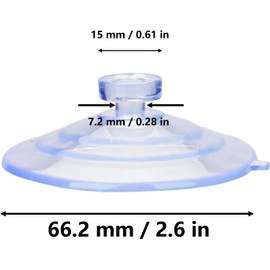 AccEncyc Suction Cup 65mm/2.5'' Glass Suction Pads Clear PVC Sucker Pads Suction Holder Without Hooks for Bathroom Wall Door Glass Window Car Shade (12 Pcs)