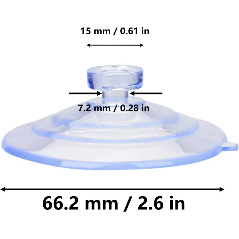 AccEncyc Suction Cup 65mm/2.5'' Glass Suction Pads Clear PVC Sucker