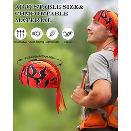 Foaincore 8 Pack Do Rag Skull Caps for Men Sweat Wicking Doo Rags Cooling Helmet Liner Cycling Motorcycle Bandana (Retro Color,Skull Style)