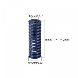 sourcing map Tool Spring Compression Springs 16 mm Outer Diameter 45 mm Long Spiral Embossing Light Load for Electrical Parts of 3D Printers Blue Pack of 10