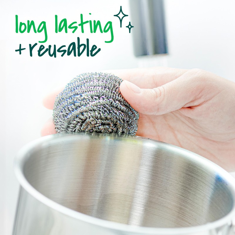 Scotch-Brite Stainless Steel Scrubbers, Scouring Pads for Cleaning Tough Baked-On