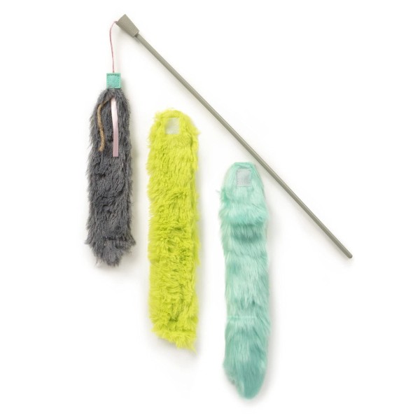SmartyKat Crazy Catch Crinkle Catnip Wand Toy with Faux Fur