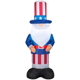 4' Gemmy Airblown Inflatable Patriotic 4th of July Uncle Sam Gnome Yard Decoration 445459
