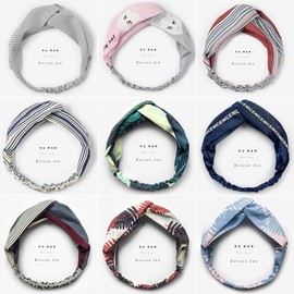 Women's Korean Style Mori Cross Elastic Sports Headband for Short Hair Fashion Band 13 Mercerized Silver Gray Blue Hairband 15ea