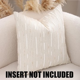 Boho Jacquard Throw Pillow Covers 18x18 Set of 2 Beige Khaki Grey