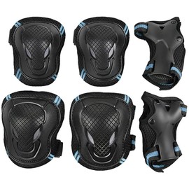 CENPEK Juego de equipo de protección, juego de coderas de rodilla 6 en 1 para adultos, juego de protectores de muñeca, juego de almohadillas de seguridad ajustables para monopatín, patinaje