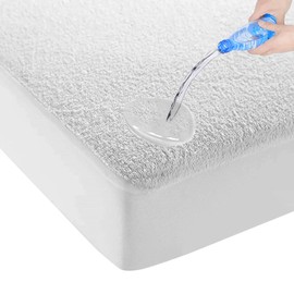 Waterproof mattress protector 90 x 210 cm - Molton trouser sheet bathing fabric - antibacterial - Rondom elastic - Wite - Waterproof Matras Beschermer Incontinent Mattress Board - 90 cm x 210 cm