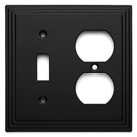 Cosmas 25068-FB Flat Black Single Toggle/Duplex Combo Electrical Outlet Wall Plate/Cover