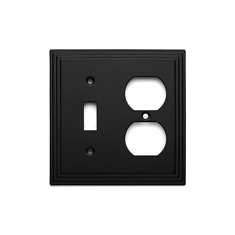 Cosmas 25068-FB Flat Black Single Toggle/Duplex Combo Electrical Outlet Wall