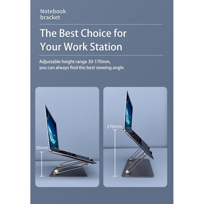 OneCut Adjustable Laptop Stand, Aluminium Alloy, Height-Angle Adjustable, Silver