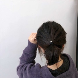 Yheakne Vintage Pearl Hair Accessories: Elastic Nylon Ponytail Holder with Ring for Women, Girls, and Gifts (Black A)