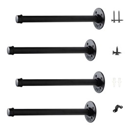 Aunulahca 3/4" Industrial Pipe Shelf Brackets (4 Pack 8") Black Iron Shelf Bracket Rustic Wall Mounted Shelving Brackets for Wood Floating Shelf